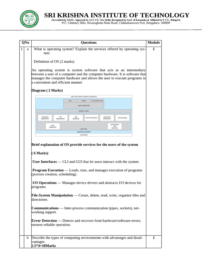 Bcs303-Imp Ia1 Question Paper-Os - Scheme-Student | PDF | Operating ...