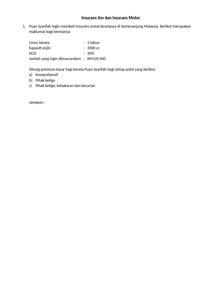 Insurans Am Dan Insurans Motor | PDF