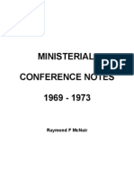 Ministerial Conference Notes 1969 - 1973: Raymond F Mcnair