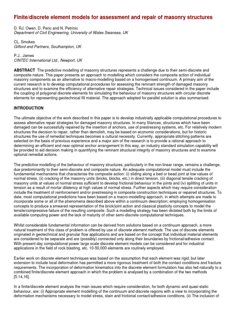 Finite Discrete Element Models For Asses | PDF | Fracture | Stress ...