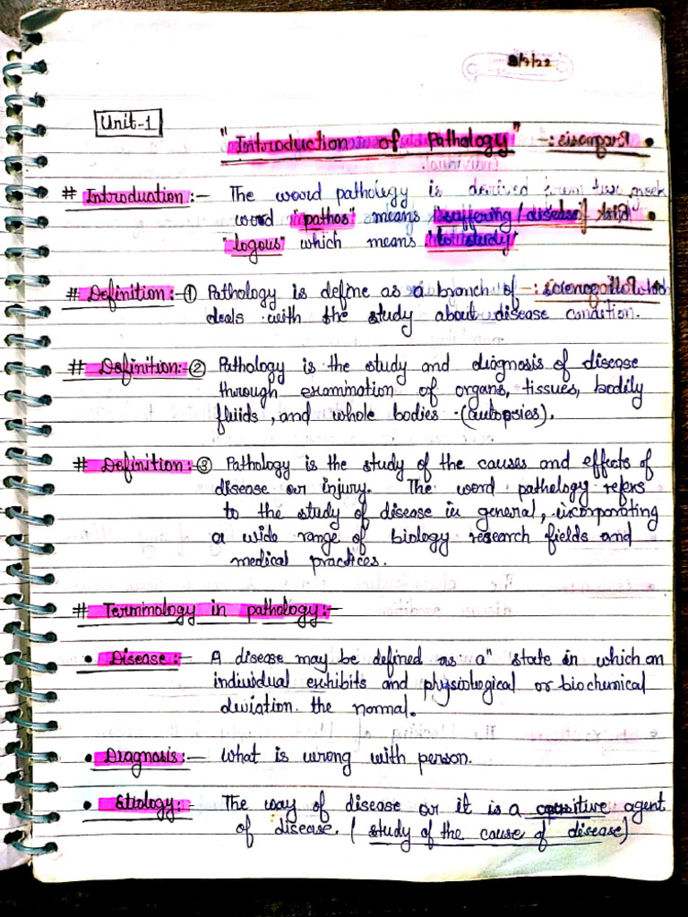 Pathology Notes Hand Written | PDF