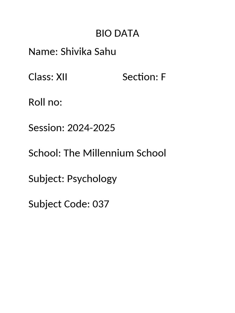 Bio Data | PDF
