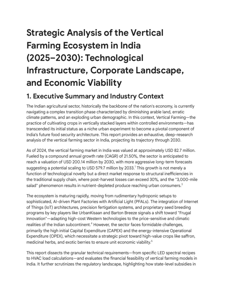 Vertical Farming Research in India | PDF | Hydroponics | Agriculture