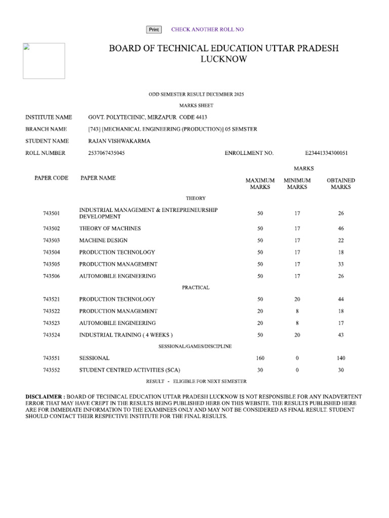 Rajan Result | PDF