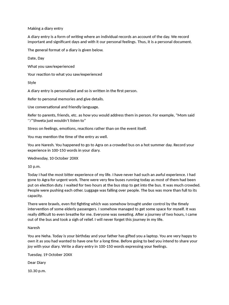 Diary Entry | PDF