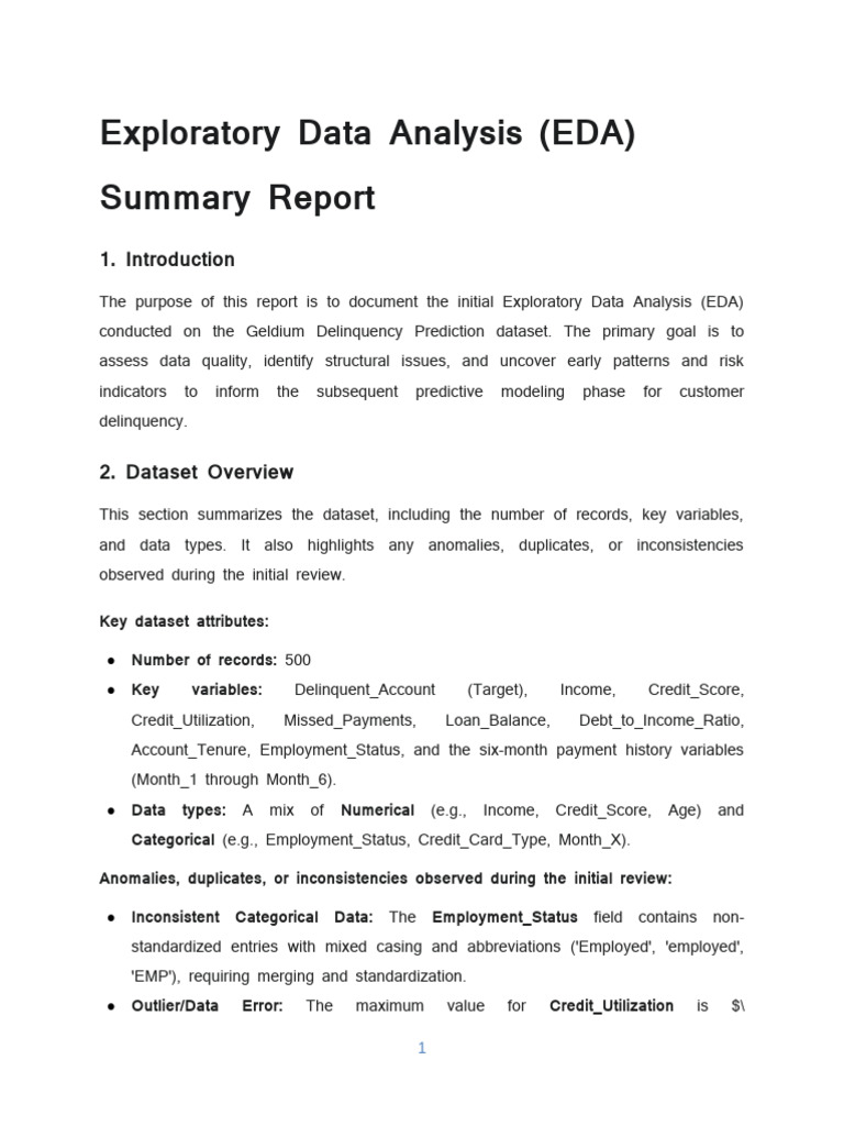 EDA - SummaryReport - Model Plan | PDF | Data Analysis | Median
