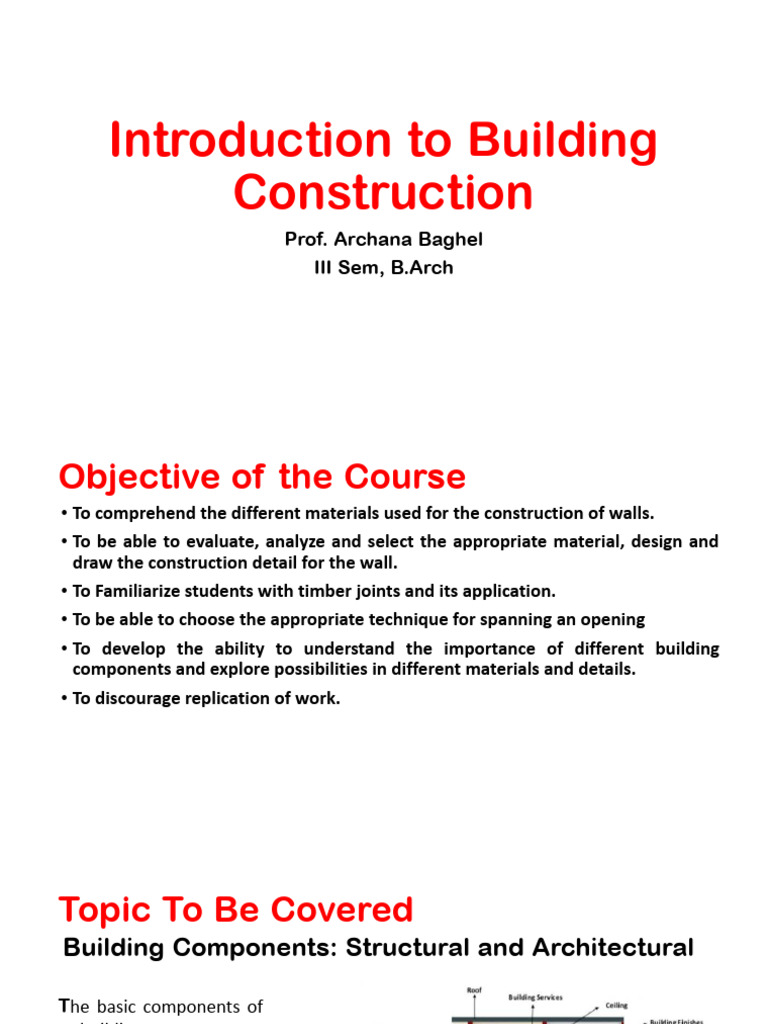 Introduction To Building Construction | PDF | Trees | Masonry