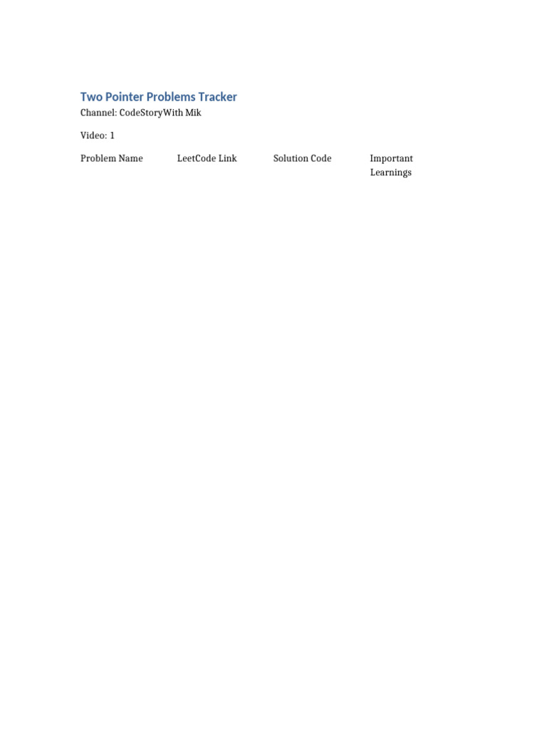 Two Pointer Tracker | PDF