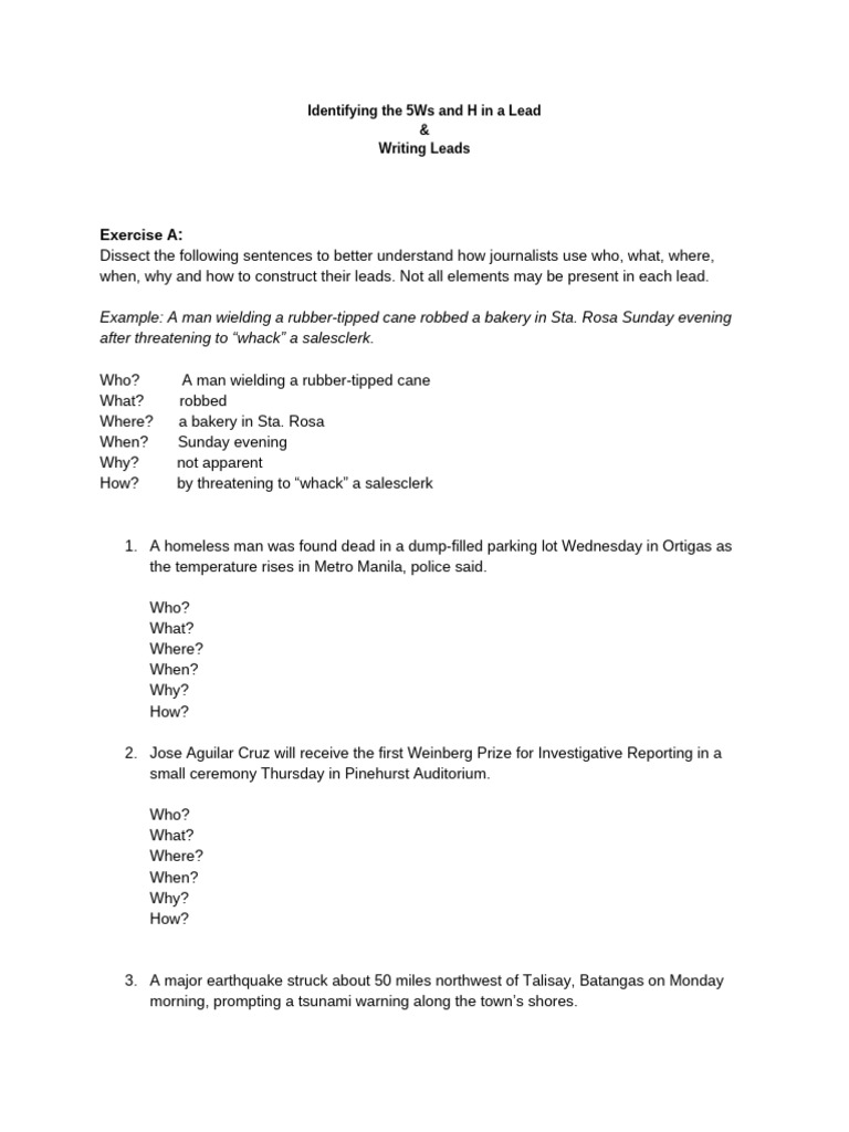 Identifying and Writing Leads | PDF