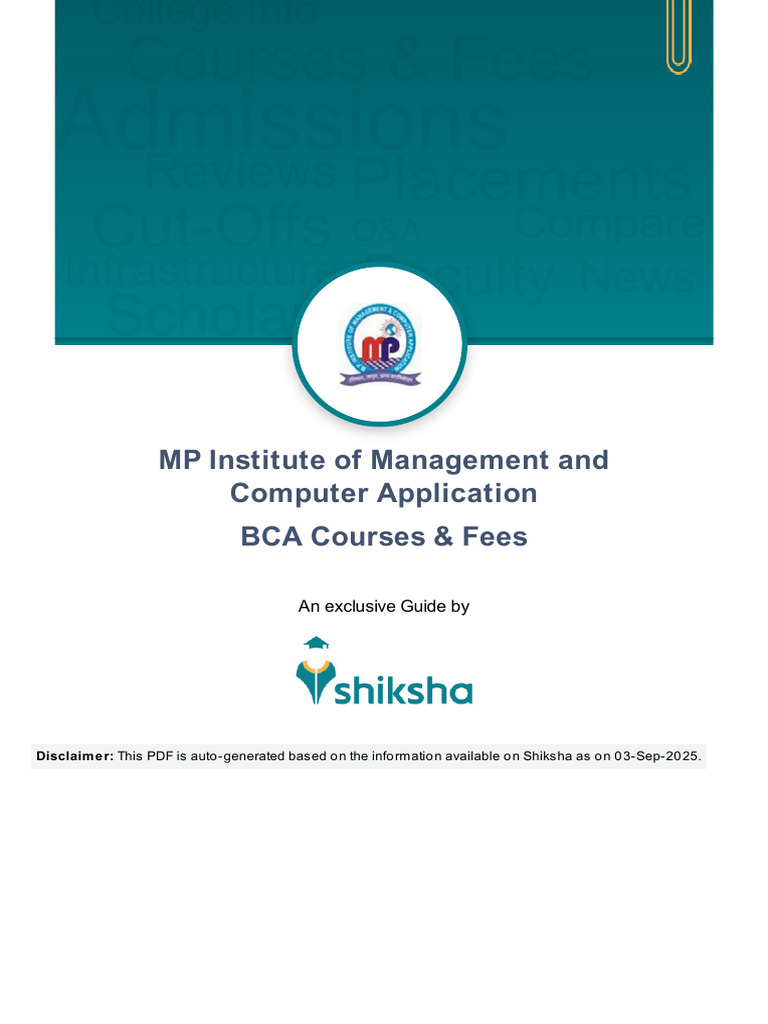 MP Institute of Management and Computer Application | PDF