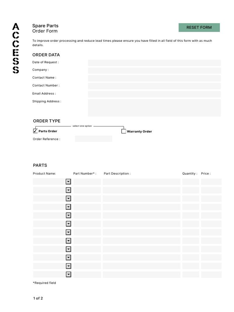 Kit 5 .Order Form | PDF