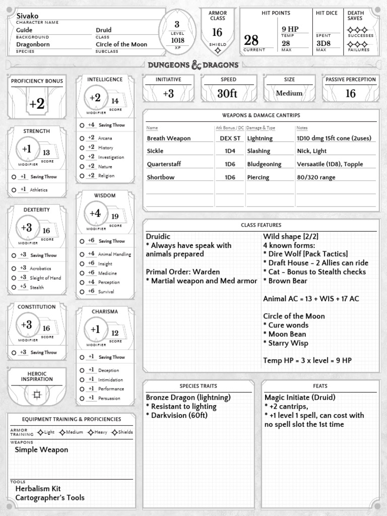 D&D 2024 Character Sheet - Sivako | PDF | Dungeons & Dragons | Role ...