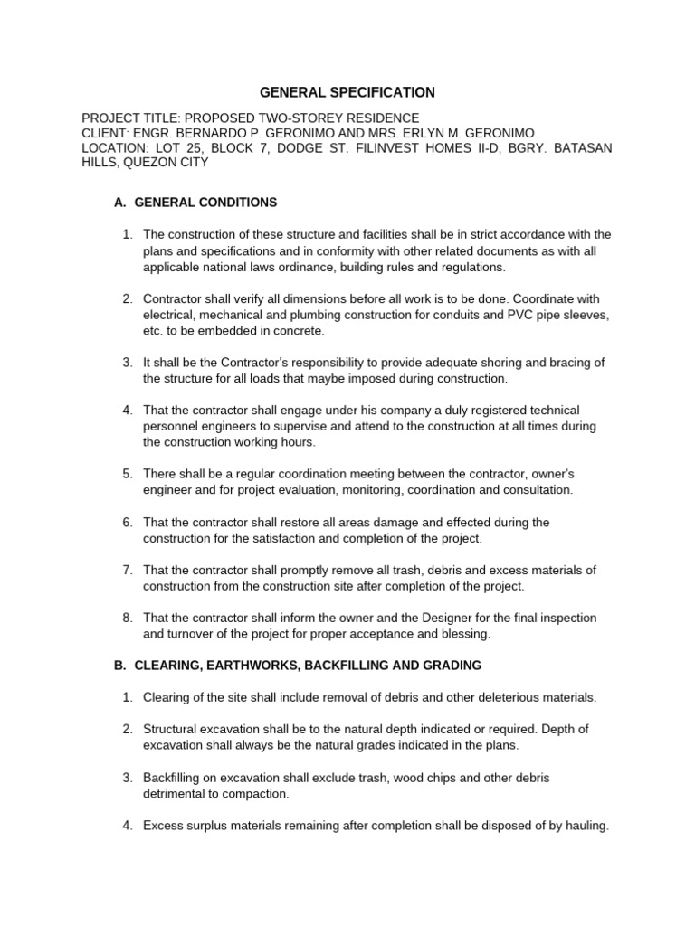 General Specification JBMG | PDF | Concrete | Tile