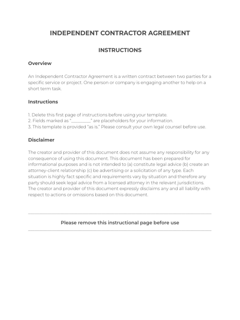 Independent contractor agreement - Google Docs | PDF
