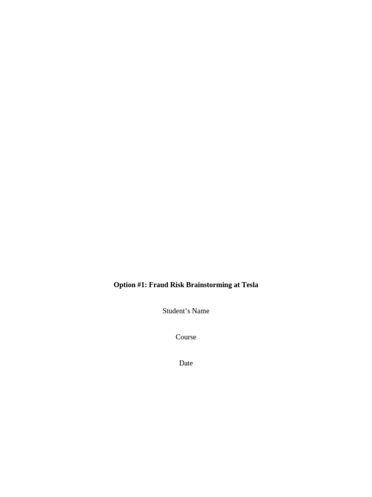 Option 1-Fraud Risk Brainstorming at Tesla | PDF | Solar City | Board ...