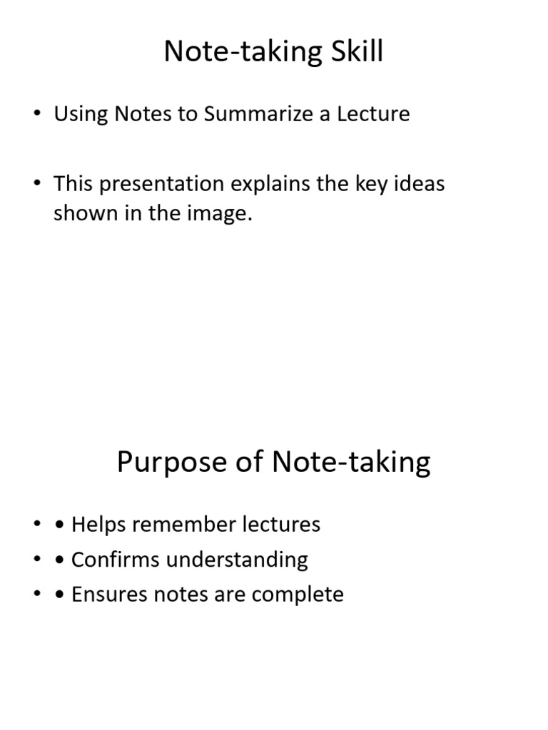Note Taking Skill Explanation | PDF