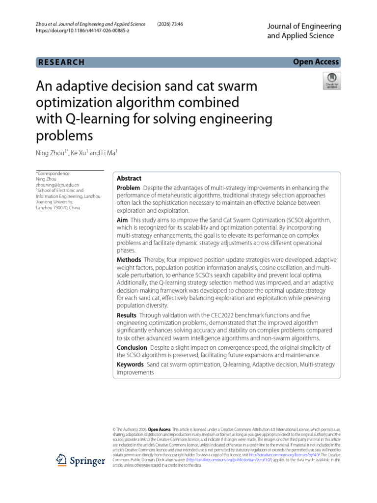 An Adaptive Decision Sand Cat Swarm | PDF | Mathematical Optimization ...