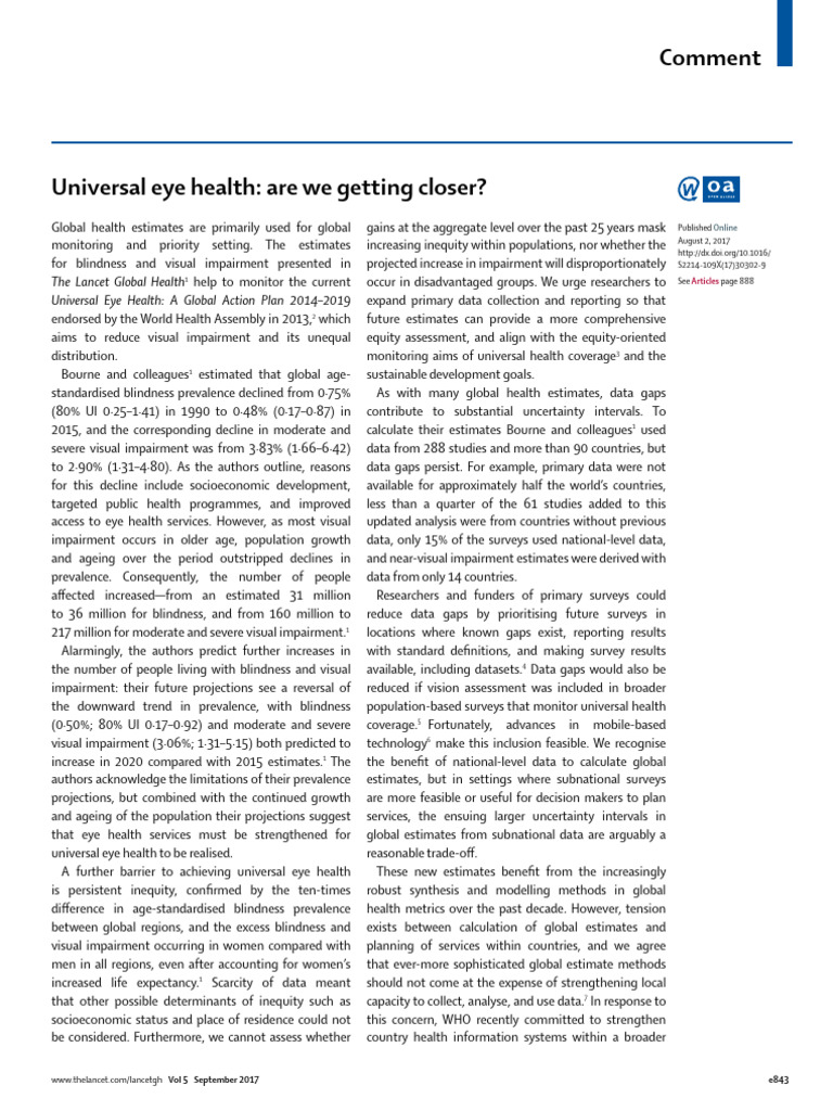 2017 Universal Eye Health Are We Getting Closer | PDF | Visual ...