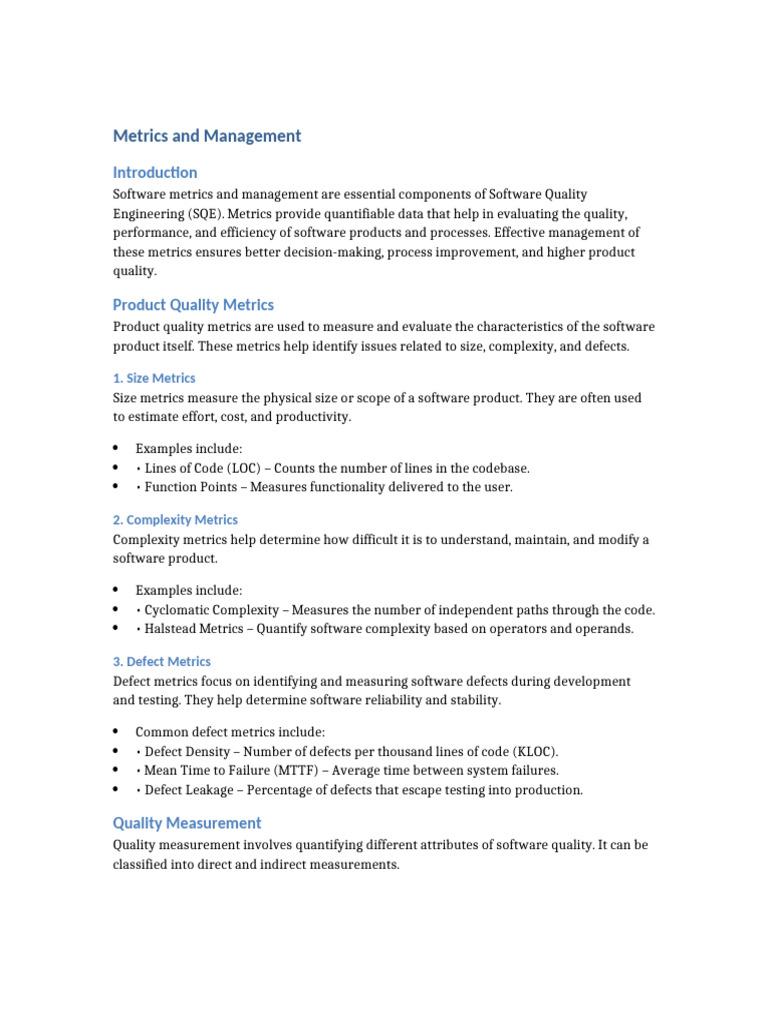 Metrics and Management Report | PDF | Performance Indicator | Software ...