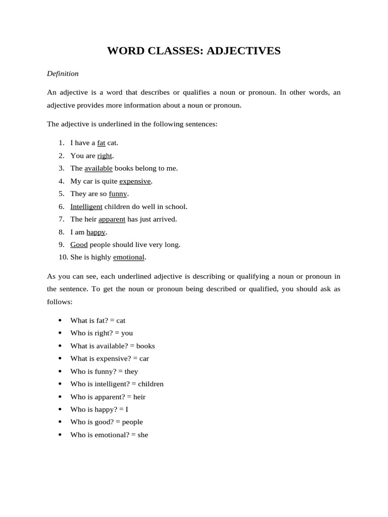 Adjectives Conjunctions Prepositions | PDF | Adjective | Adverb