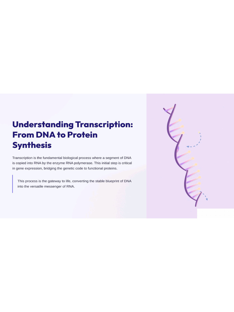 Understanding Transcription From DNA To Protein Synthesis | PDF