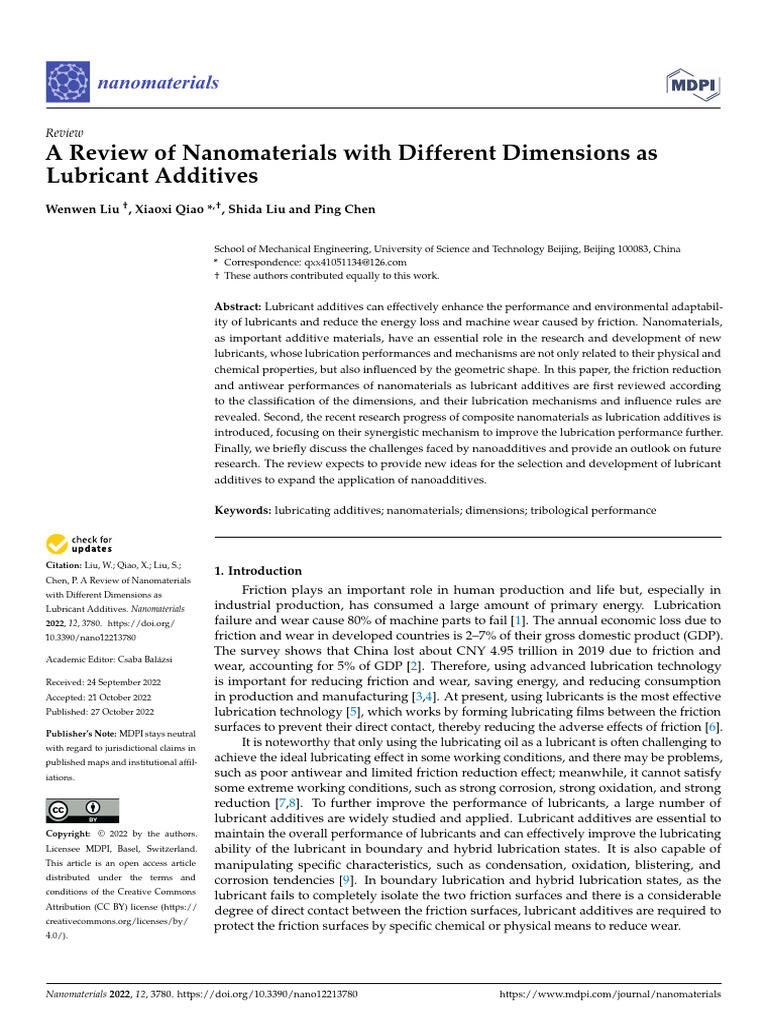 AReviewofNanomaterials With Different Dimensions As Lubricant Additives ...