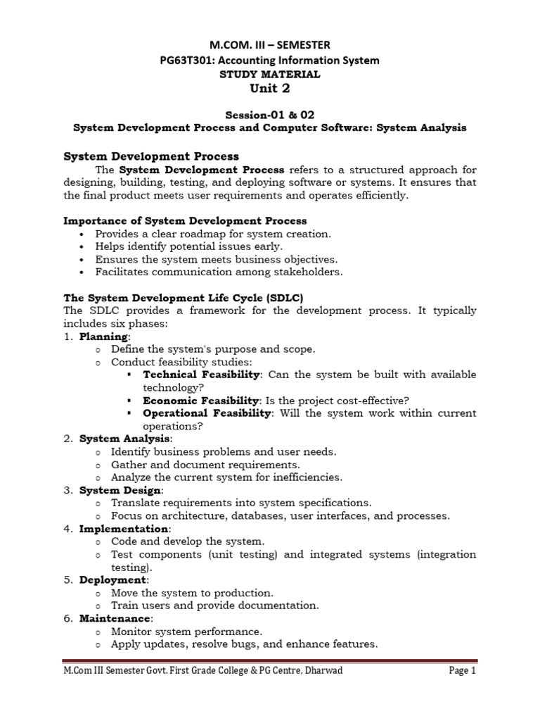 Notes AIS MCom3 Unit-2 | PDF | Operating System | Process (Computing)