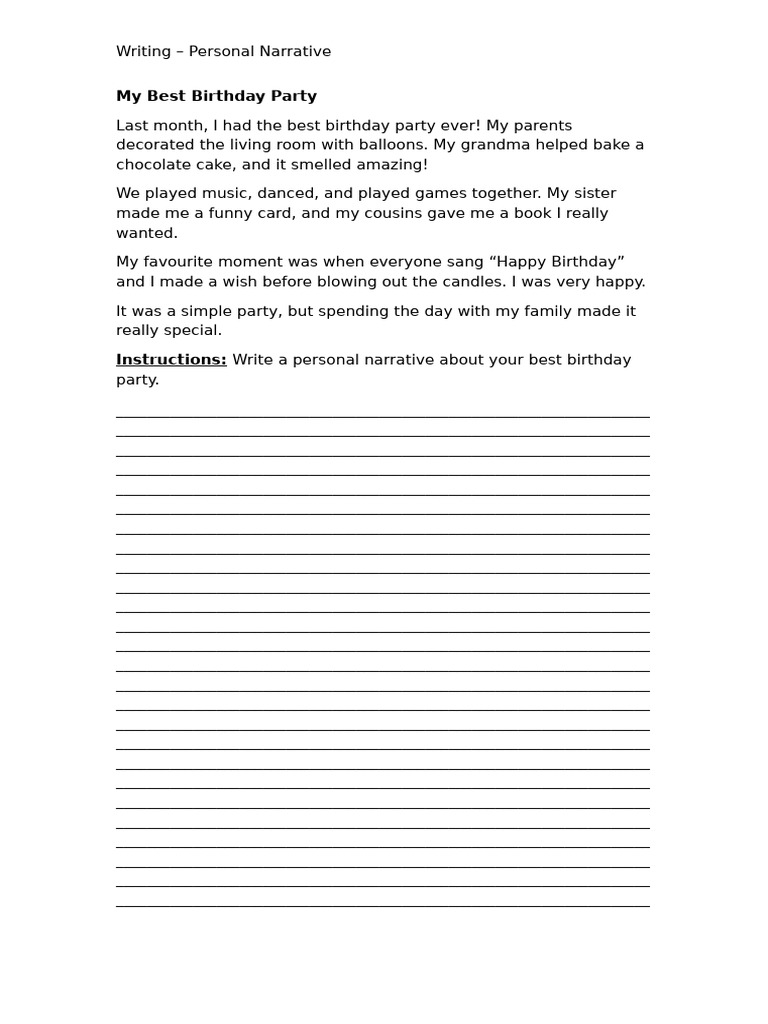 Writing - Personal Narrative | PDF