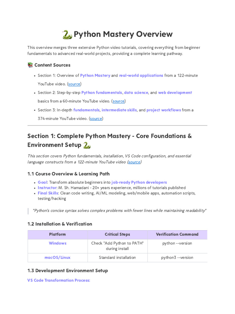 Python Mastery - Fundamentals To Projects | PDF | Python (Programming ...