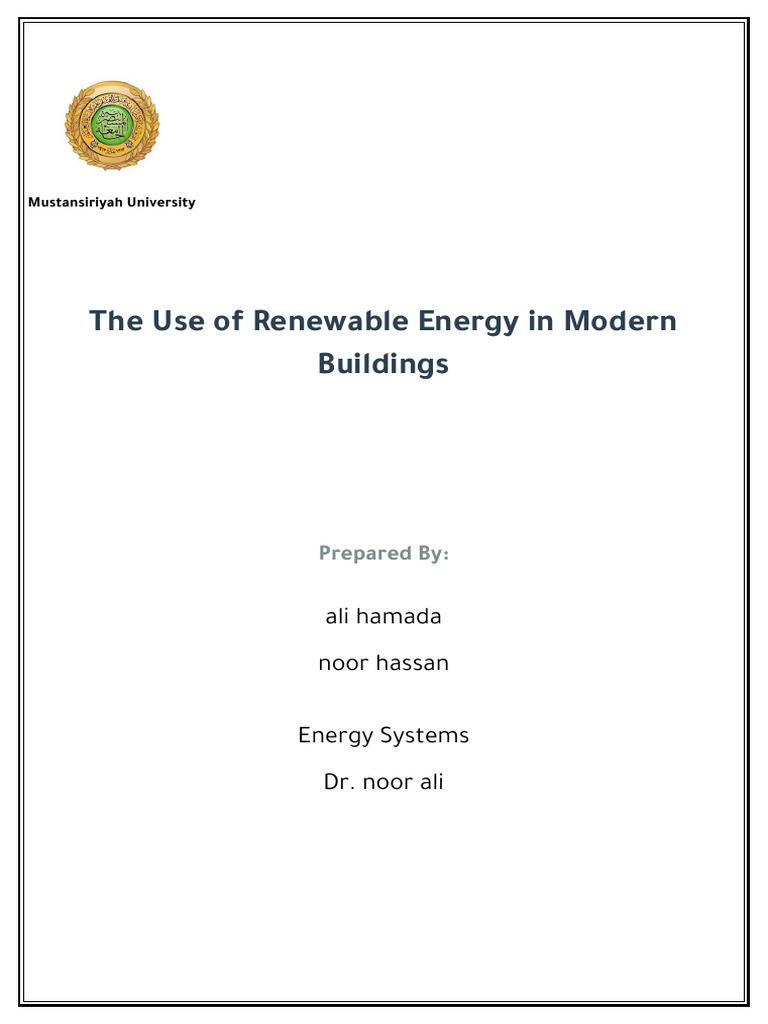 The Use of Renewable Energy in Modern Buildings (هندسي) | PDF | Solar ...