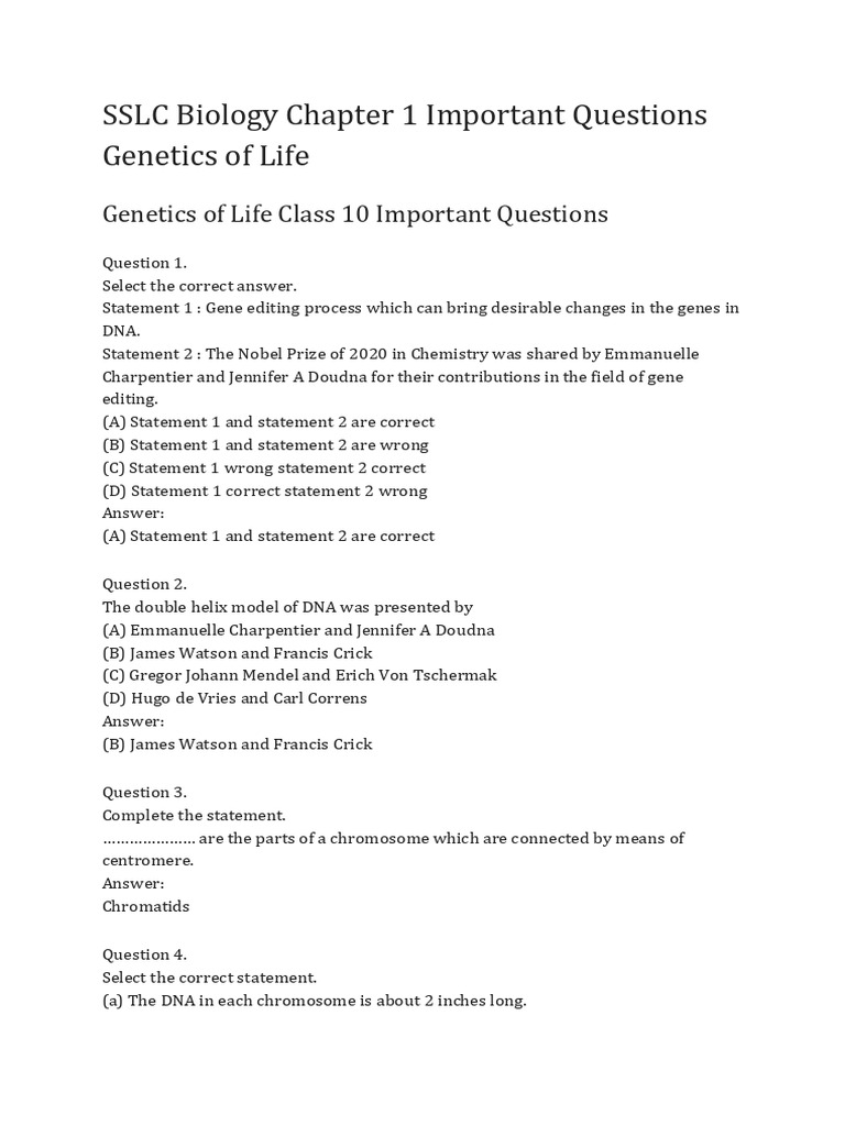 Biology Important Questions | PDF | Rna | Genotype