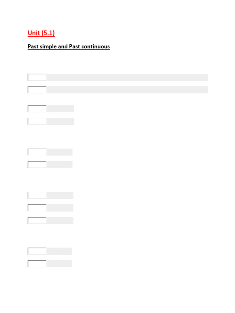Unit (5.1) Past Simple and Past Continuous | PDF