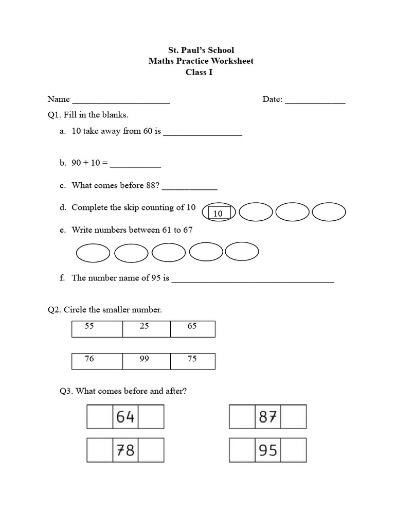 Practice Worksheet Maths | PDF