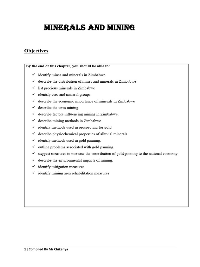 Minerals and Mining ZJC Notes | PDF | Mining | Surface Mining