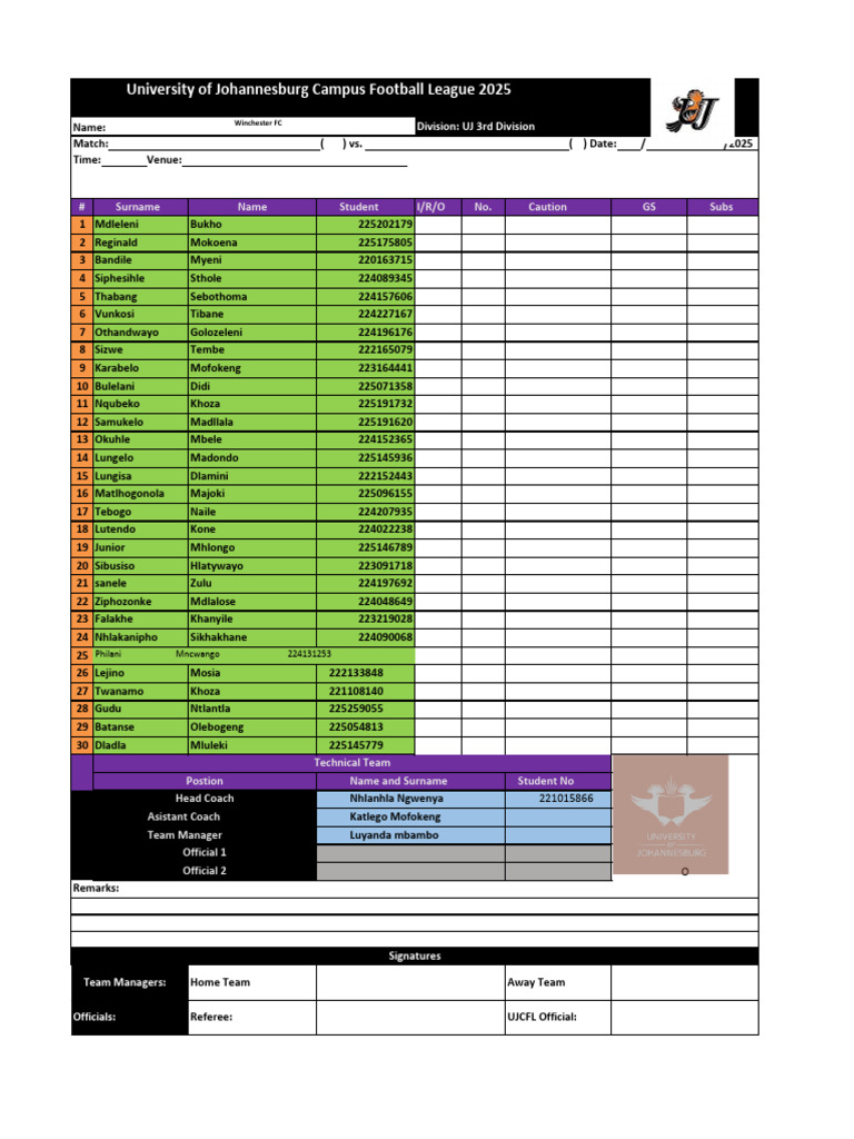 WinchesterFC_Teamsheet | PDF