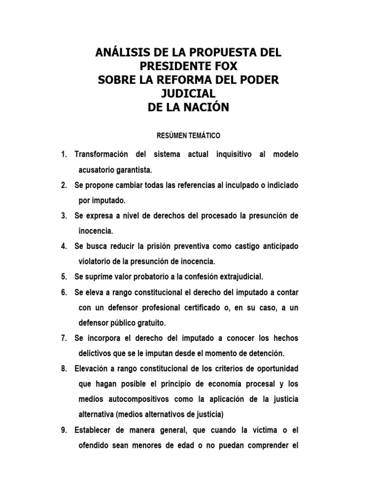 Análisis de La Iniciativa de Reforma Al Sistema de Justicia Penal | PDF ...