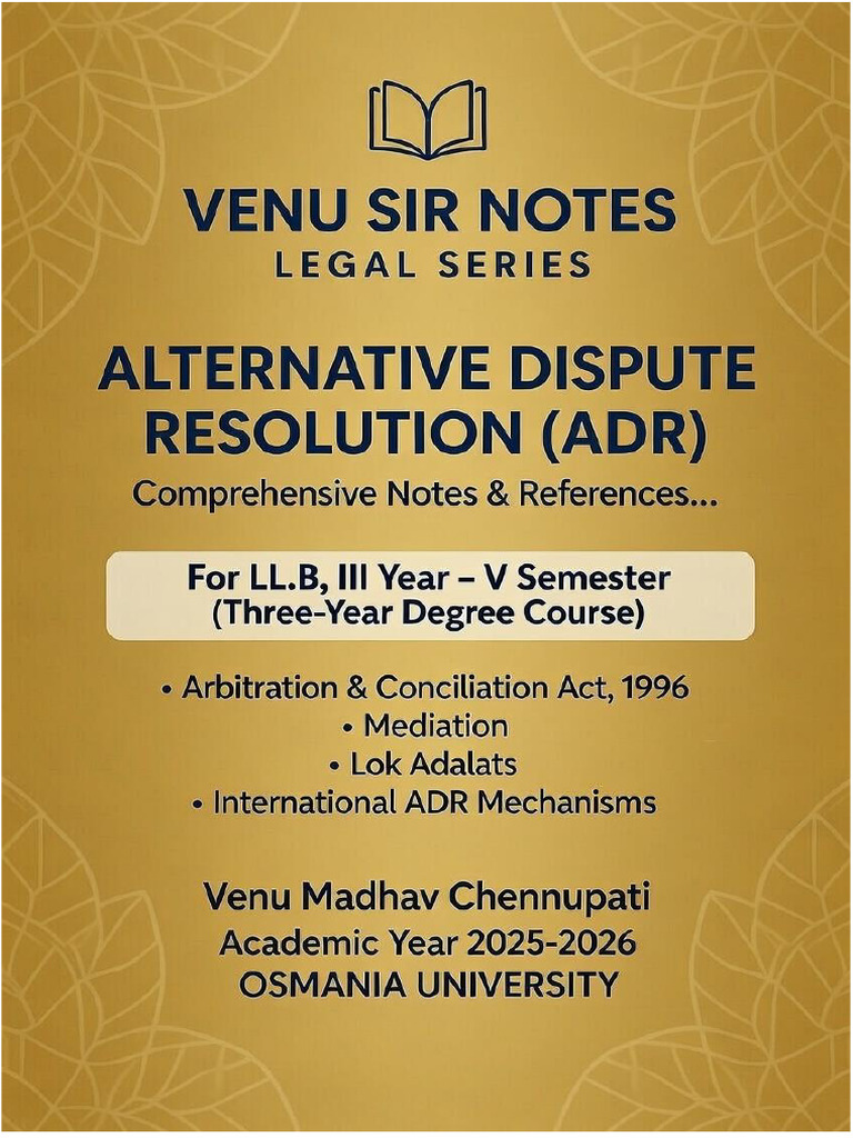 Sem 5 ADR Notes V4 | PDF | Alternative Dispute Resolution | Mediation