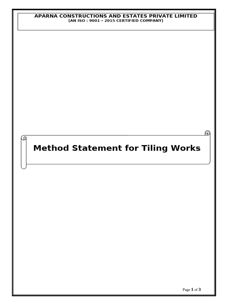 19.method Statement For Tiling Work - Flooring - Aparna | PDF | Tile ...