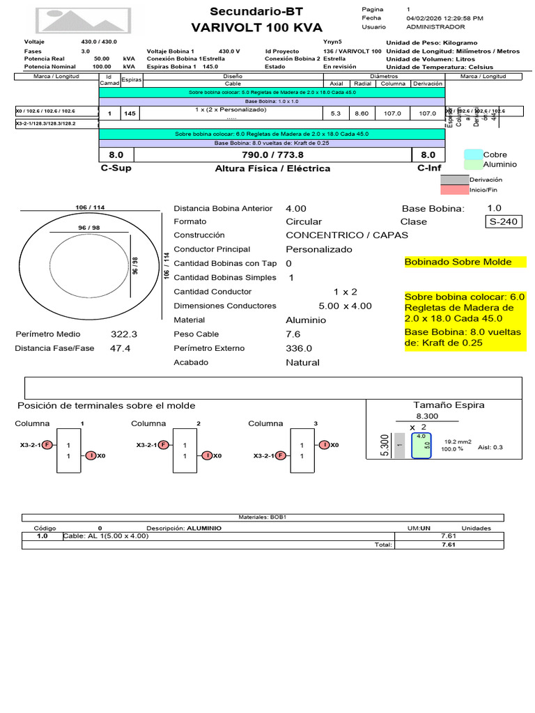 Bobina Varivolt 100 Kva | PDF | Conductor electrico | Componentes ...