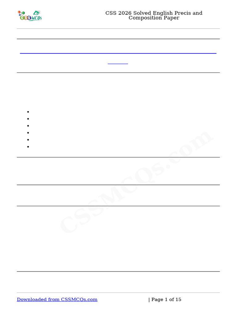 CSS 2026 Solved English Precis and Composition Paper | PDF | Science ...