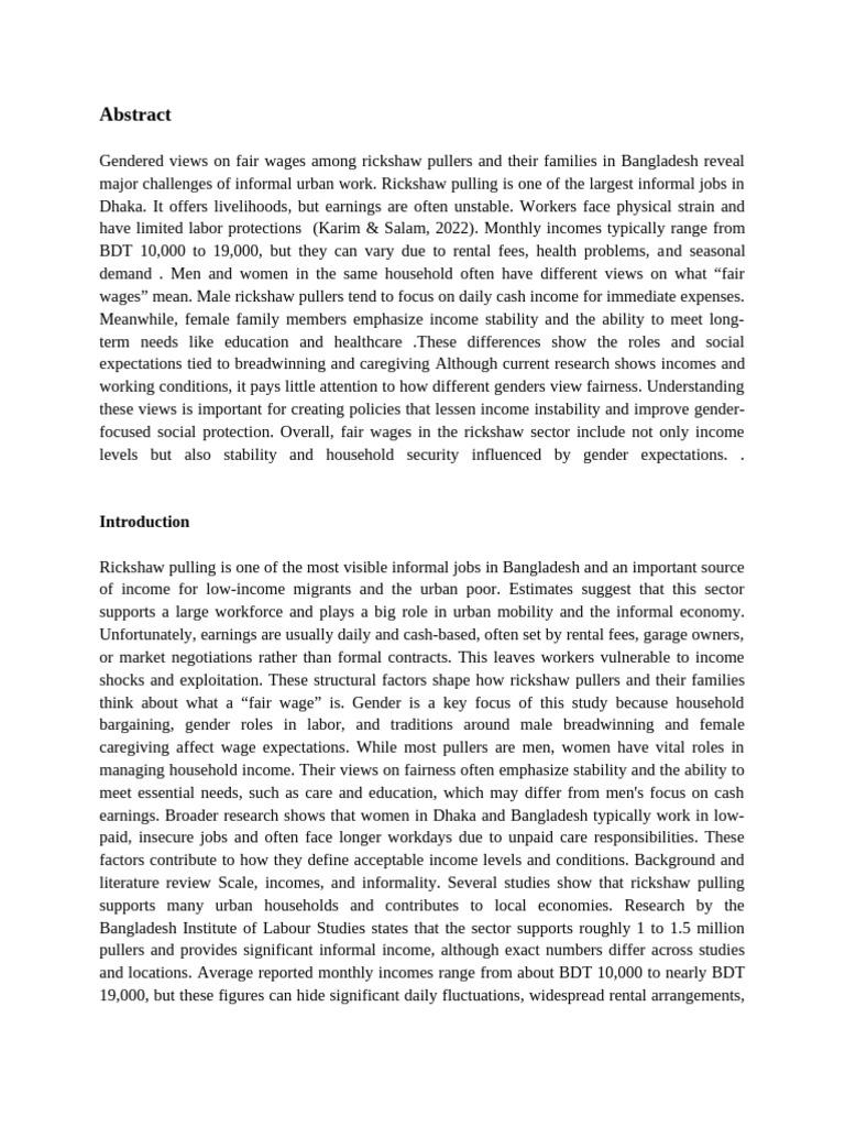 Gender and Development Term Paper | PDF | Labour Economics | Income