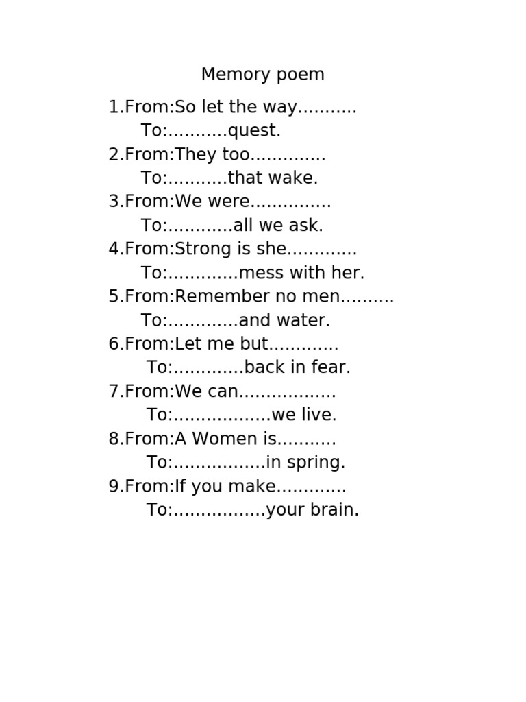 Memory Poem | PDF