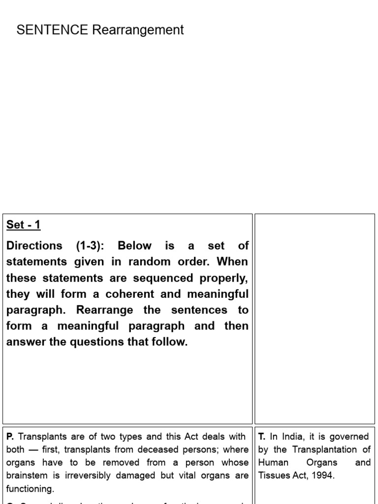 Sentence Rearrangement No Annotation 9th Feb | PDF | Open Market Operation