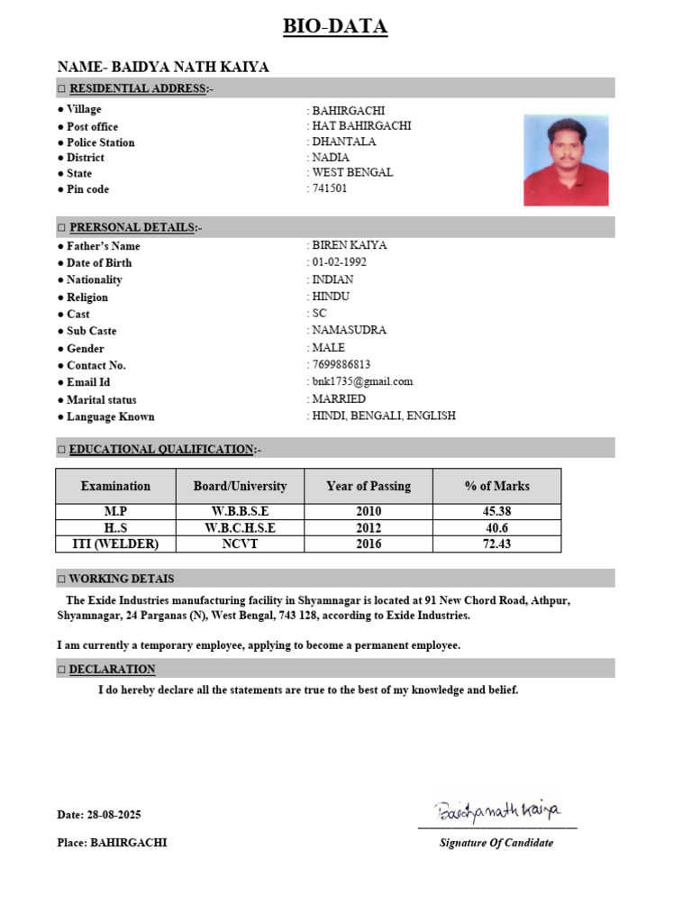 Bio Data-1 | PDF