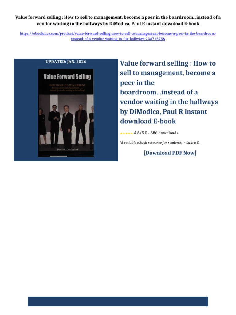 Value forward selling : How to sell to management, become a peer in the ...