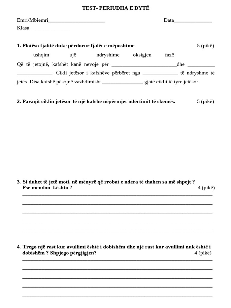 Klasa 5 Dituri | PDF