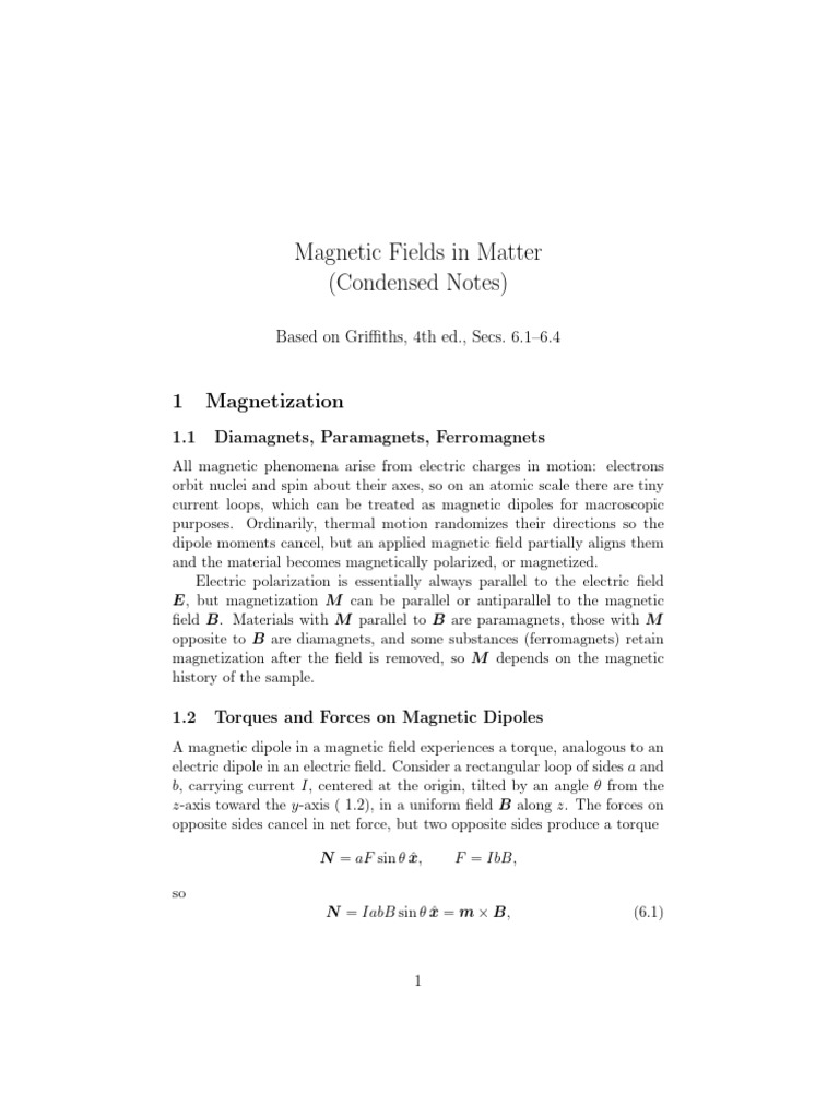 Magnetism Class Notes | PDF | Magnetism | Ferromagnetism