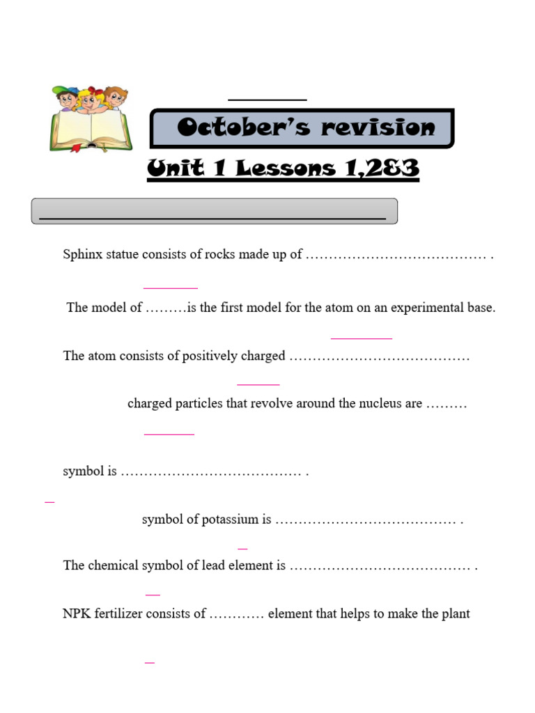 Prep. 1 October's Revision On Unit 1 Lessons 1,2&3 Answer Key | PDF ...