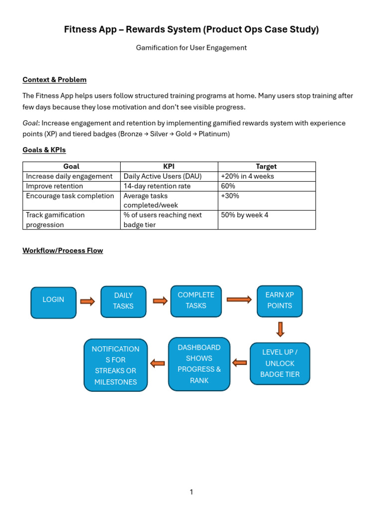 Fitness App - Rewards System (Product Ops Case Study) | PDF ...