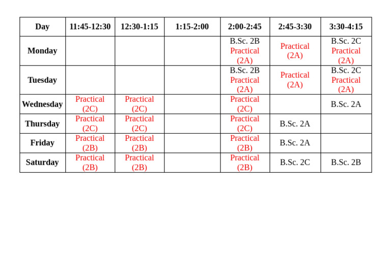 Time Table | PDF